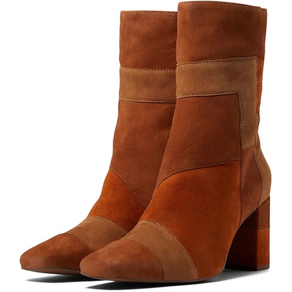 🤎SEYCHELLES HOMETOWN MULTI SUEDE MID CALF BOOTS IN COGNAC 7 - Picture 1 of 10